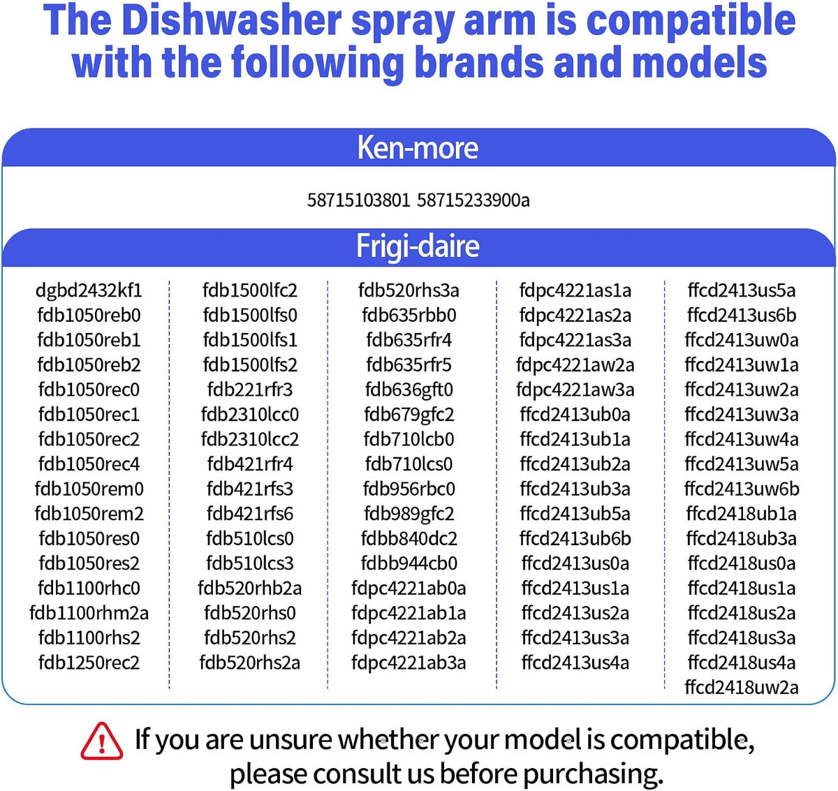 FDBB840DC2 Dishwasher Lower Spray Arm Compatible with Frigi-daire Ken-more Cro-sley FDPC4221AB2A FDPC4221AS3A FFCD2413UB6B FFCD2413UB6B Dishwasher Spray Arm