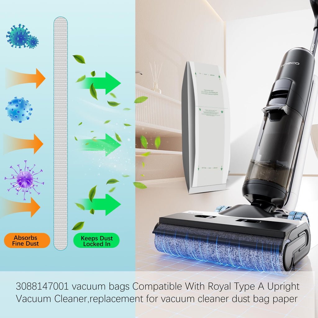 6 Pack Type A Vacuum Bags Compatible with Royal Upright Vacuum Cleaners
