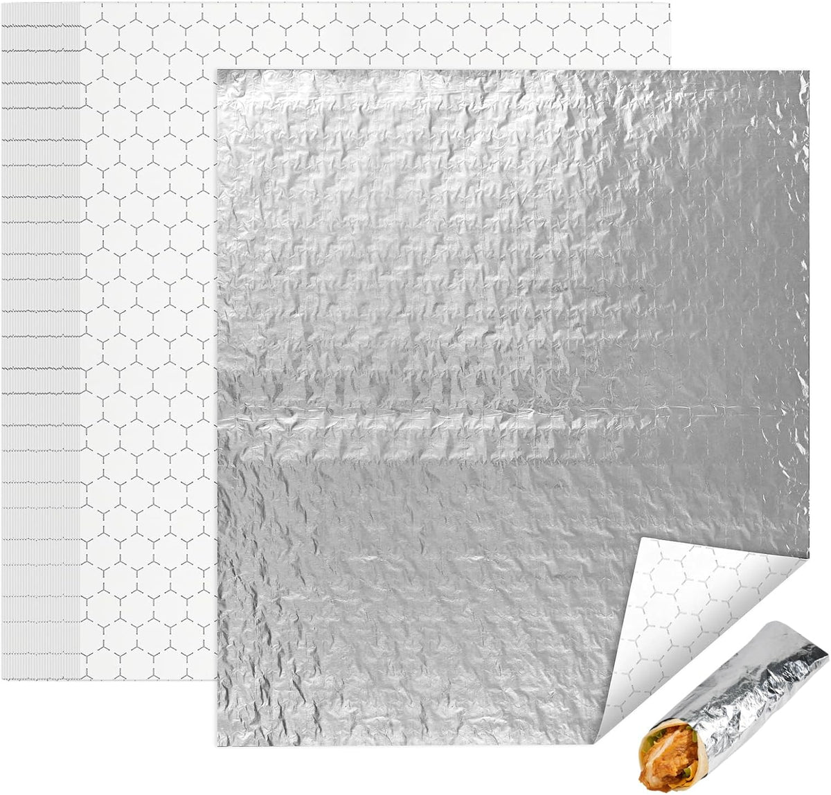 100 Pcs Insulated Aluminum Foil Sandwich Wrap Sheets, 14" x 16"