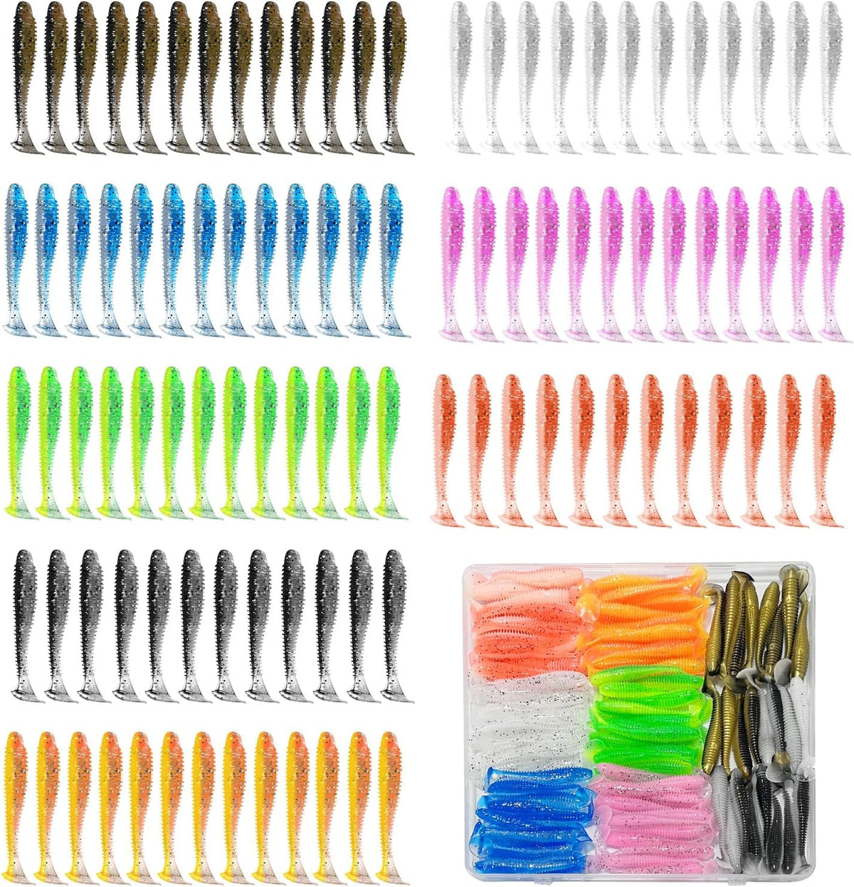 Soft Fishing Lures for Trout Crappie Walleye & bass | Soft Plastic Paddle Tail Swimbaits, Lifelike vibrating swim