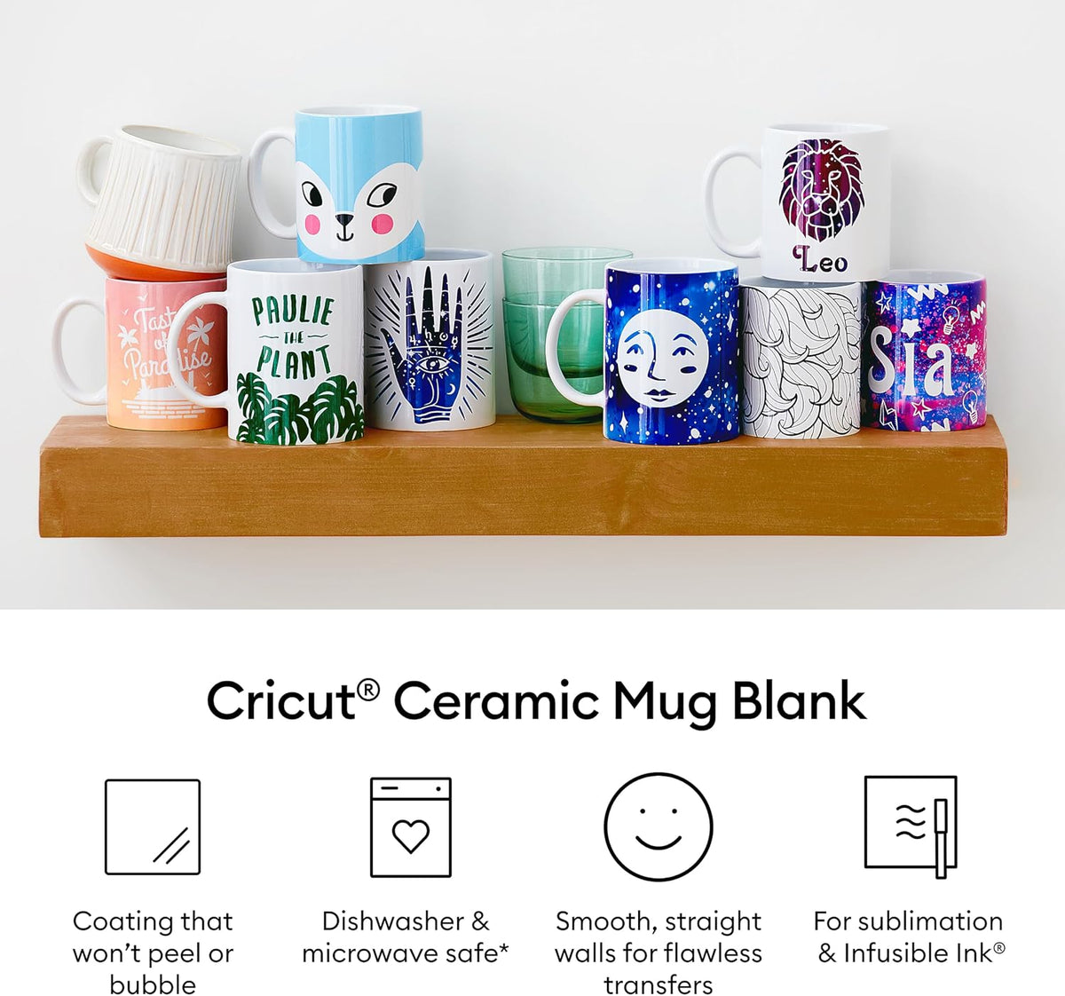 Stackable Ceramic Mug Blank - 10 oz/300 ml (6 ct)