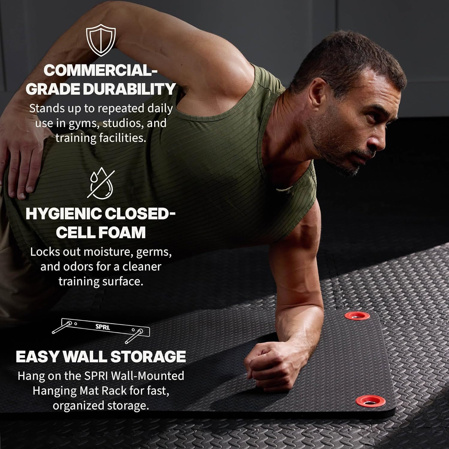 Hanging Exercise Mats for Gyms, Closed-Cell Foam Yoga & Fitness Mats with Grommets, Thick Workout Mats for Studios &