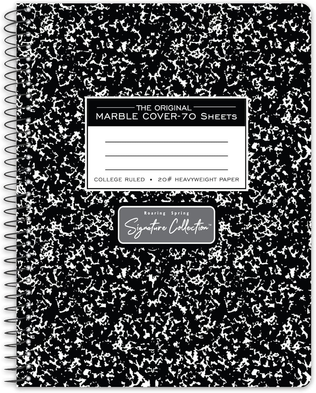 Signature Collection Composition Spiral Notebook, Wirebound Comp Book, College Ruled 20 lb Premium Paper, 70