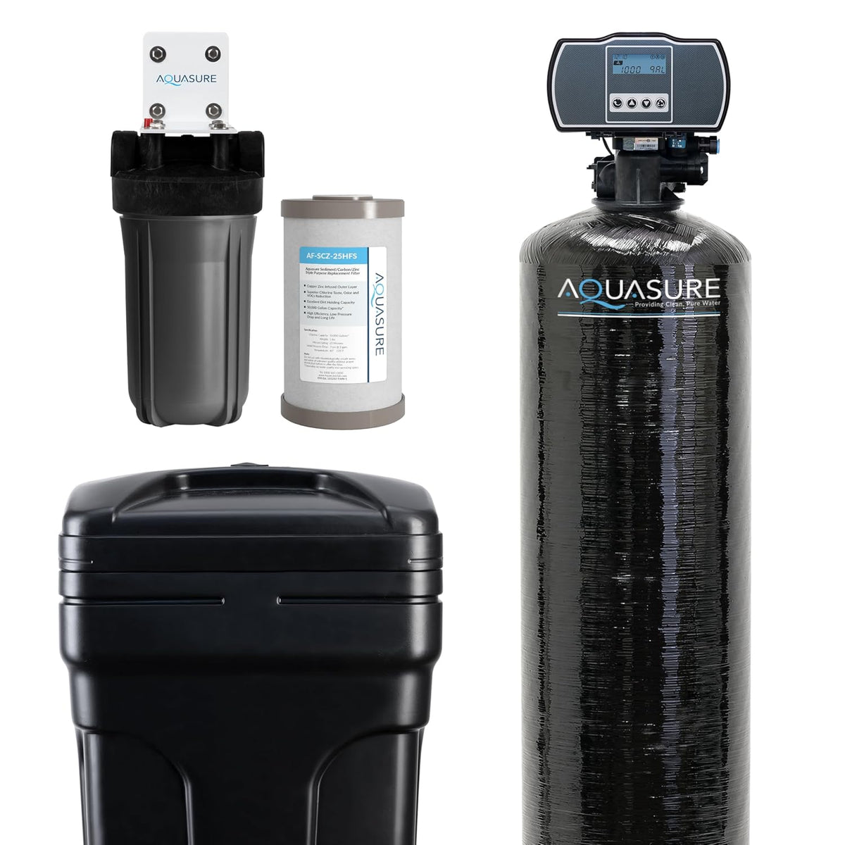 Harmony Series 64,000 Grains Whole House Water Softener Bundle with Automatic Digital Metered Control Head, Reduces