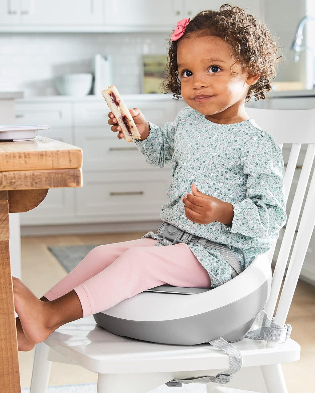 Booster Seat for Dining Table, Sleek Seat Booster, Grey/White