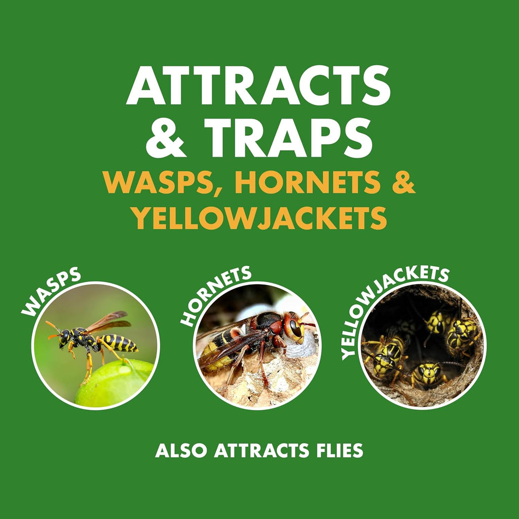 Wasp, Hornet & Yellowjacket Trap Refill, 1 Count | Quick-Drown Formula, Lure Refill Lasts Up To 30 Days, Fast Acting