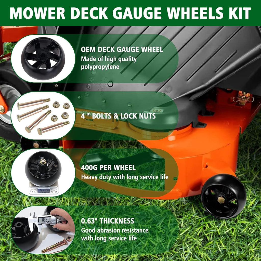 CheeMuii 4 Pack 589527301 Lawn Mower Deck Wheels Kit with Blots & Nuts