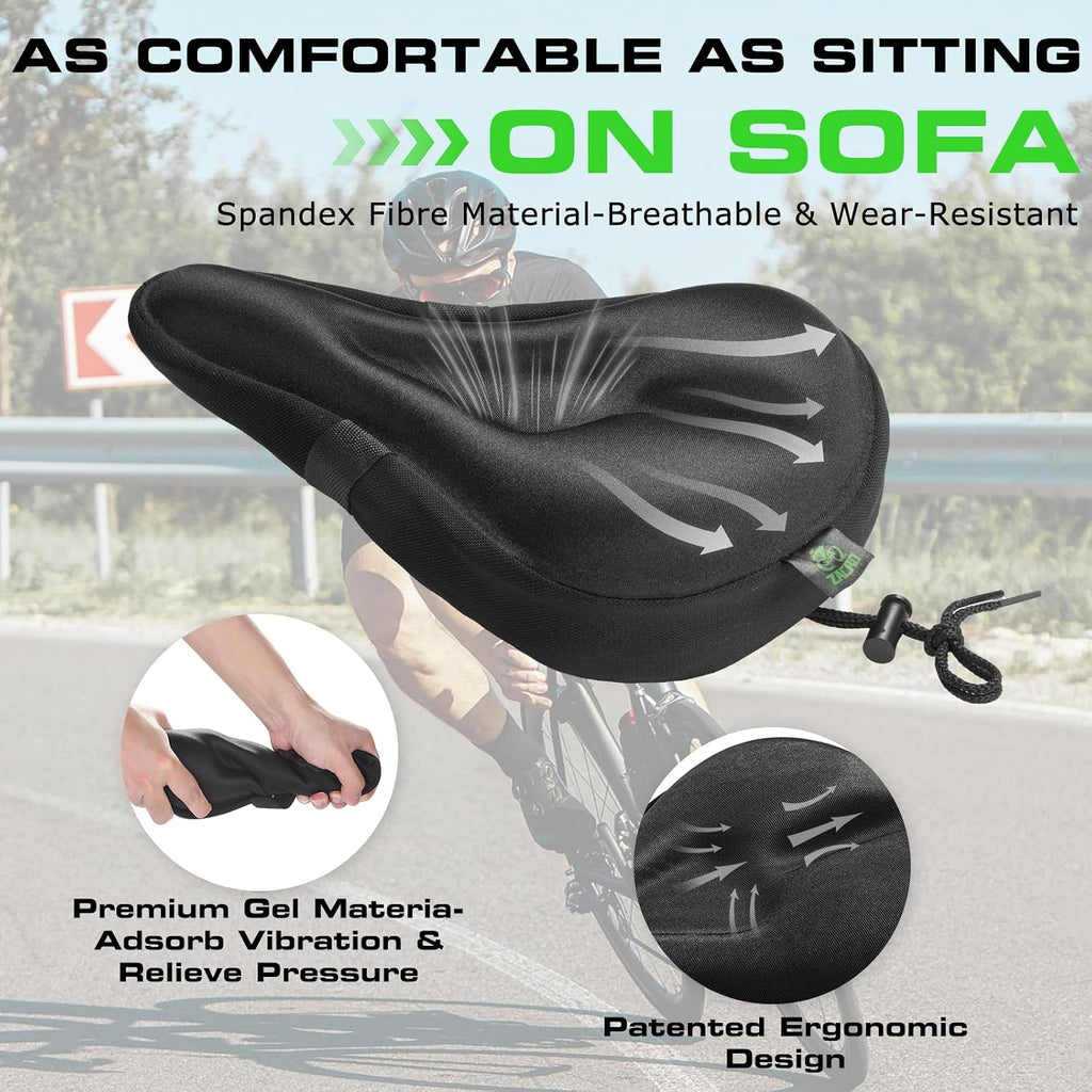 Bike Seat Cushion - Gel Padded Bike Seat Cover for Men Women Comfort, Extra Soft Exercise Bicycle Seat Compatible