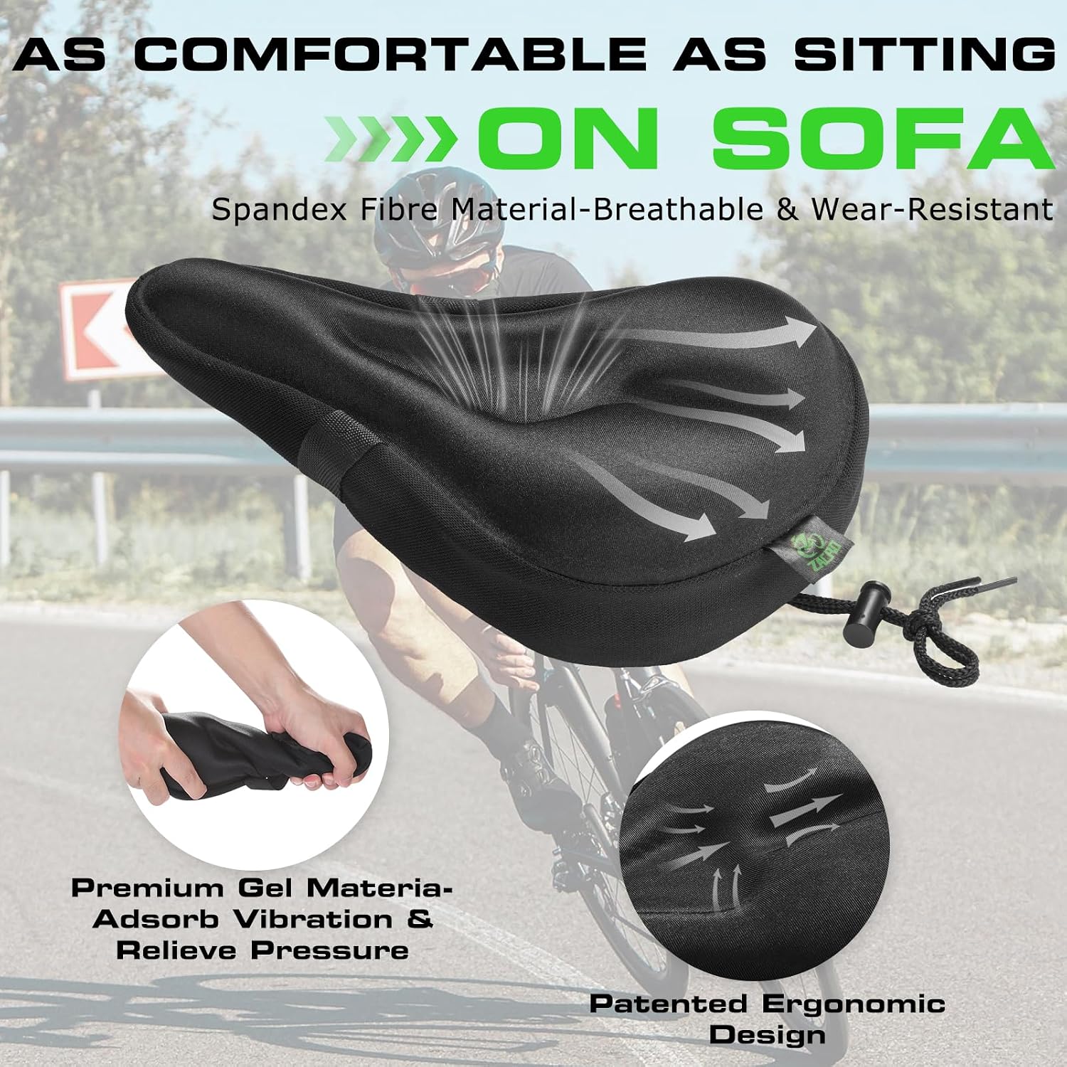 Bike Seat Cushion - Gel Padded Bike Seat Cover for Men Women Comfort, Extra Soft Exercise Bicycle Seat Compatible