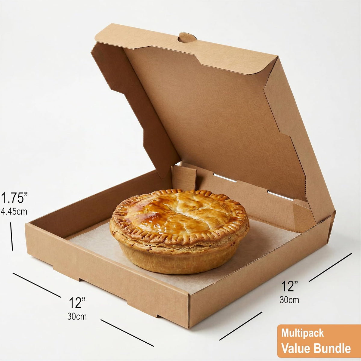 Pizza Boxes 12 x 12 x 1.75 Inches (25 Pack) | Kraft Corrugated Cardboard Pizza Boxes | Keep Your Pizzas & Baked Goods
