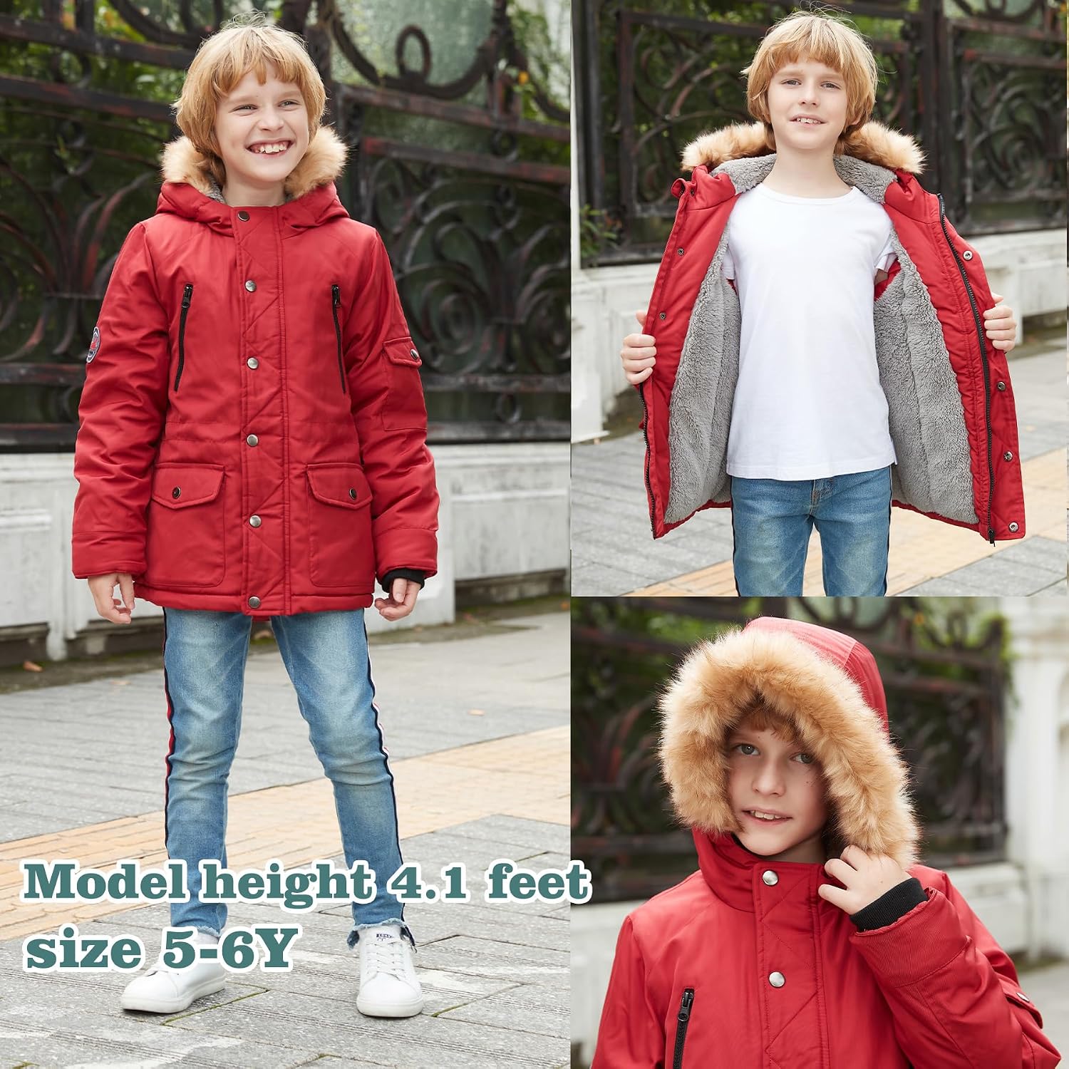 Boy's Winter Coats Kids Puffer Jackets Thicken Warm Parka for Cold Weather | Sizes 5-14Y