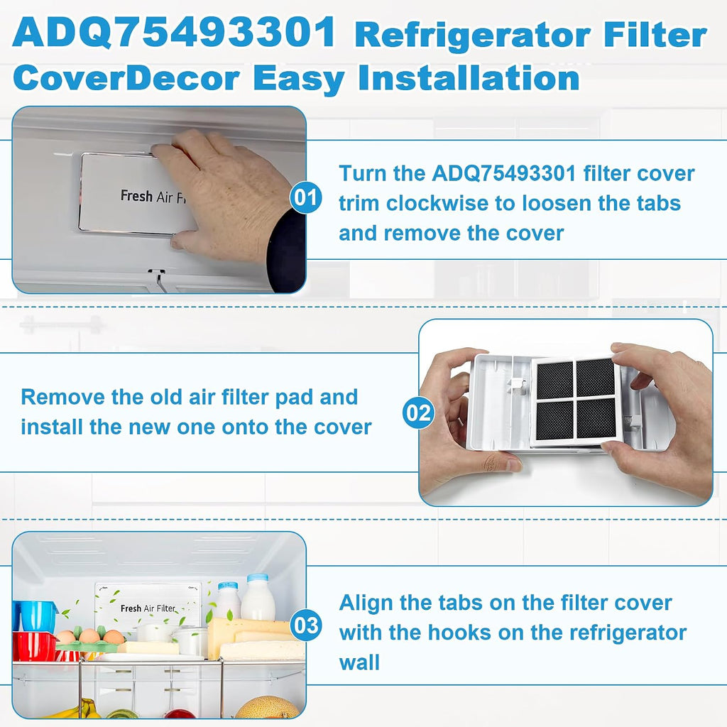 ADQ75493301 Refrigerator Air Filter Cover Replacement for LG (3 Pack)