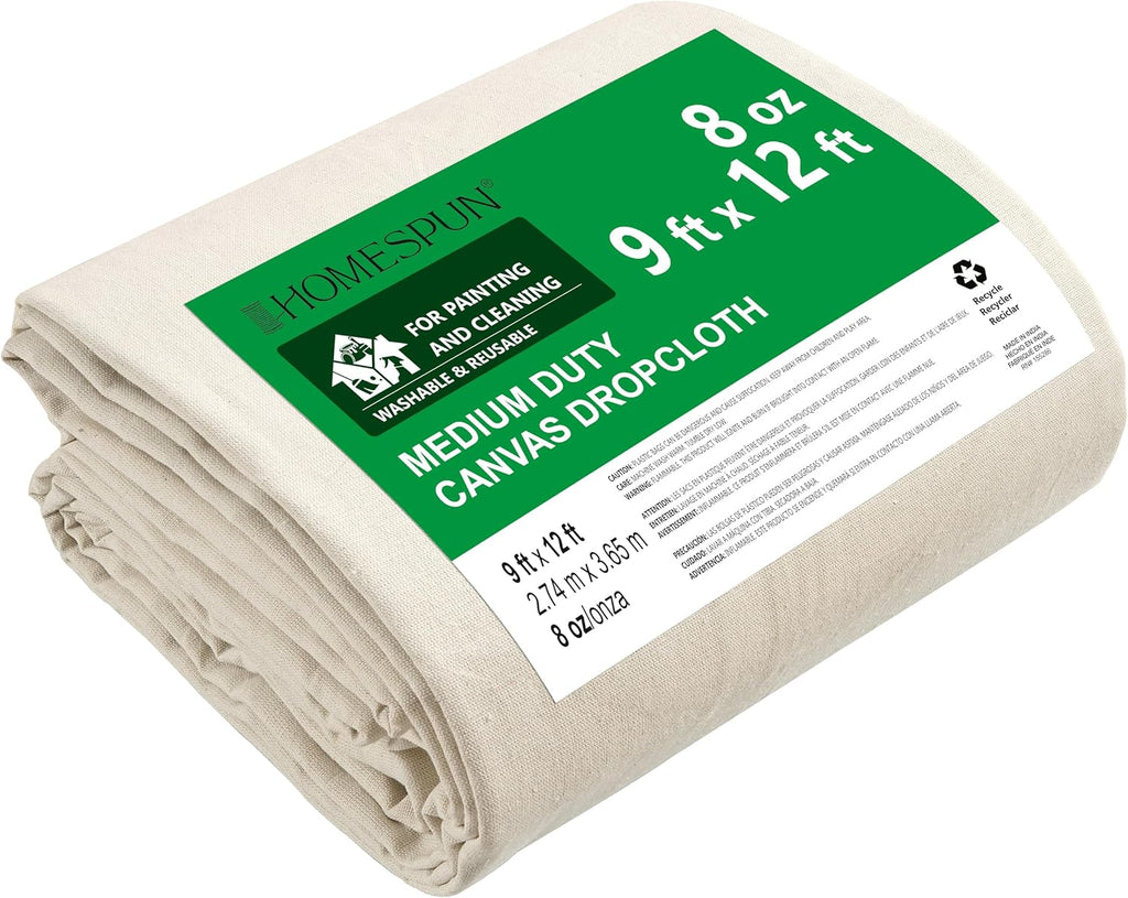 Reusable Heavy-Duty Absorbent Canvas Drop Cloth 12 x 9 ft