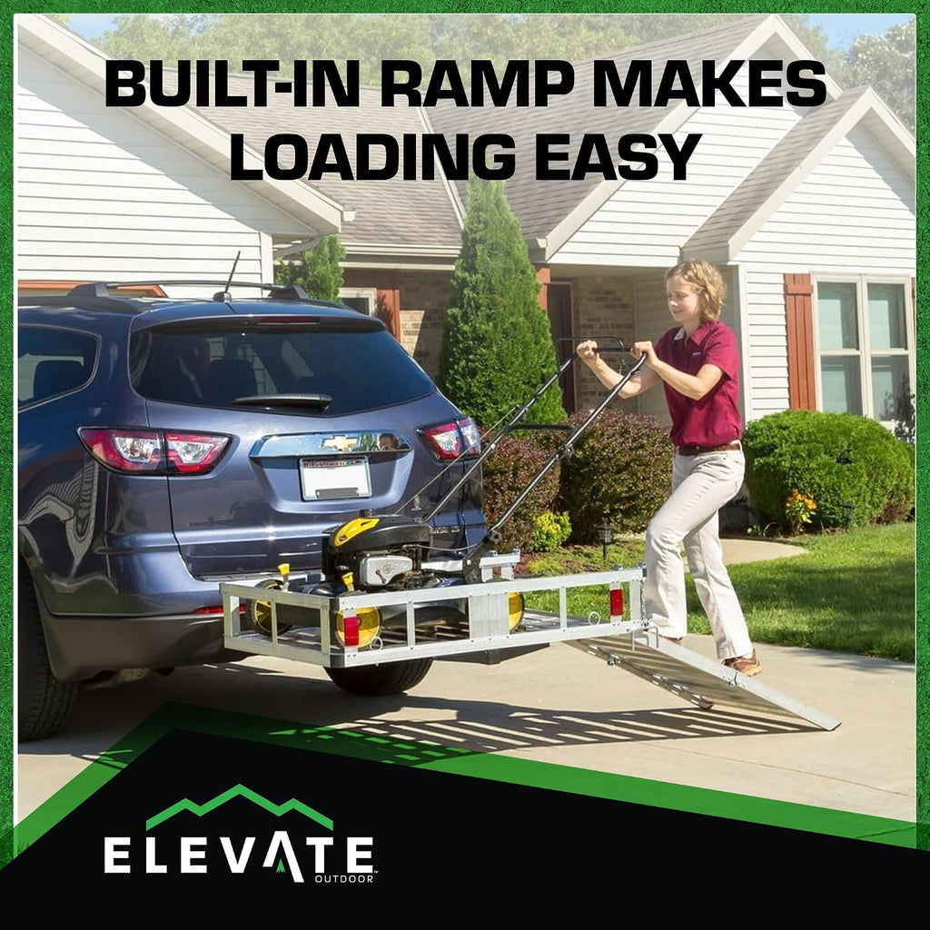 Outdoor Deluxe Cargo Carrier with Folding Loading Ramp, 500 lb Cap