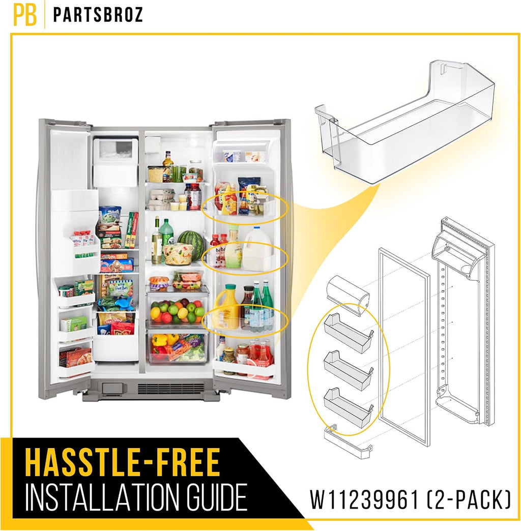 W11239961 Refrigerator Door Shelf Bin for Whirlpool AP6333410 (2-Pack)