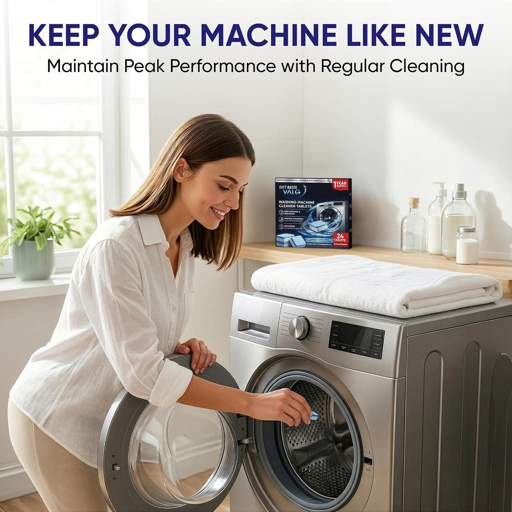 Premium Washing Machine Cleaner Tablets 24 Powerful Deep Clean Descaler & Deodorizer Pods HE Compatible Front & Top