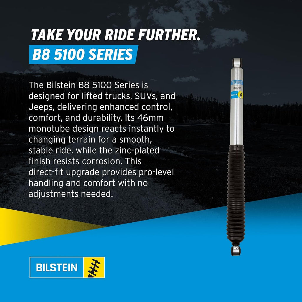 Bilstein Pair of Rear B8 5100 Series Shocks Compatible with 2015-2025 F150 4WD w/o CCD with 0-1" Rear Lift excl. Raptor Models | Easy Installation | Smooth Performance