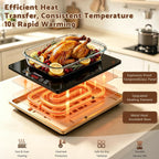 Electric Warming Tray, 42.5"x14.96" Extra Large 4-in-1 Food Warmer for with 8 Temp Settings & Timer, 4MM Tempered