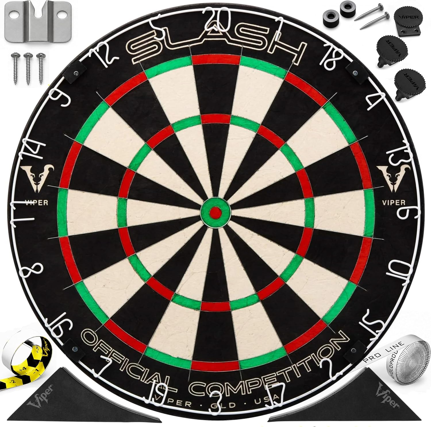 Viper Slash Regulation Professional Bristle Sisal Steel Tip Dartboard | WDF Accredited, 17.75 Inch Face, Self-Healing
