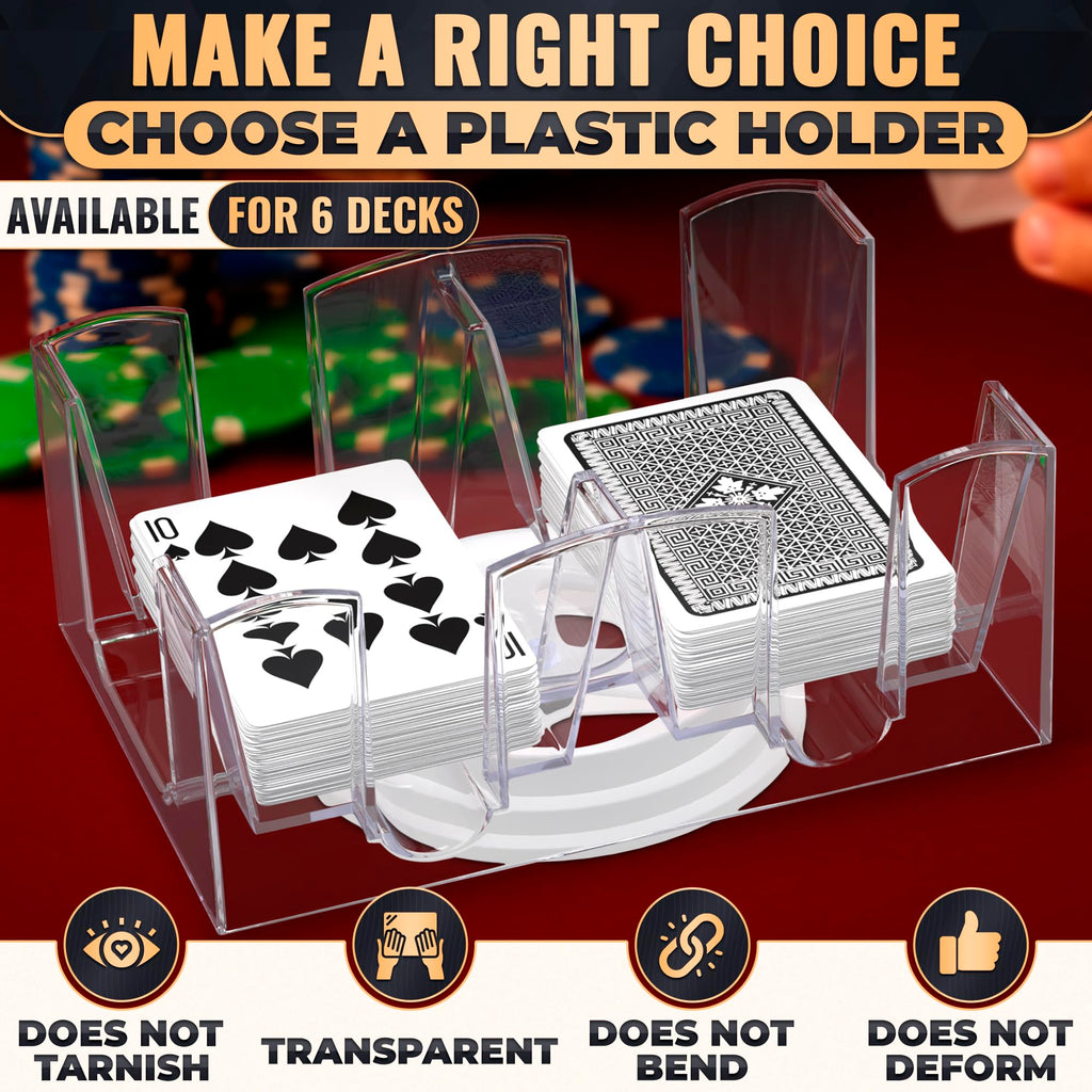 6 Deck Card Holders for Playing Cards, Canasta Card Holder, 7.2 in