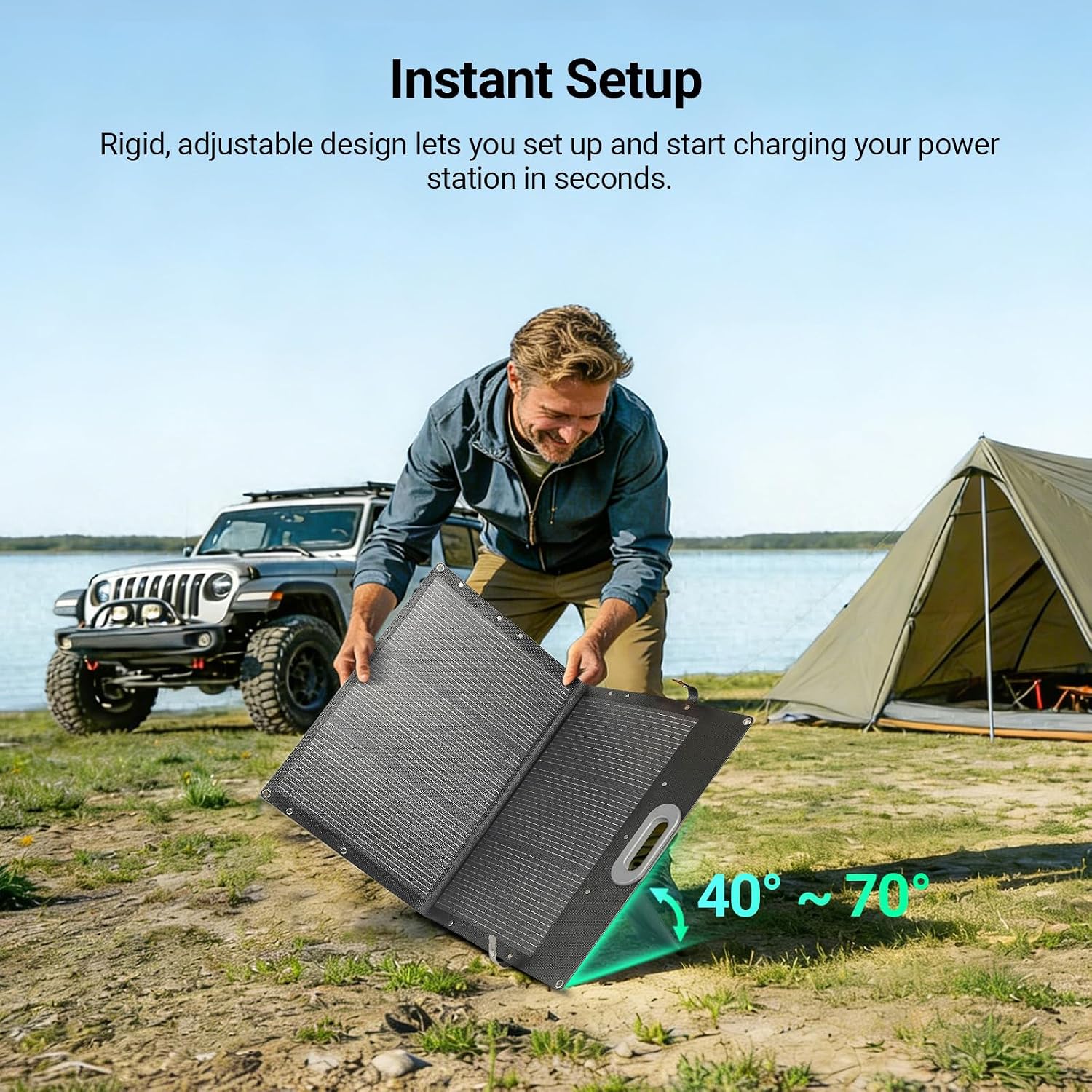 100W Portable Solar Panel, N-Type, 25% Efficiency, IP67 Waterproof | Only 5.91 lb, Foldable, 3-in-1 Adapter Cable &