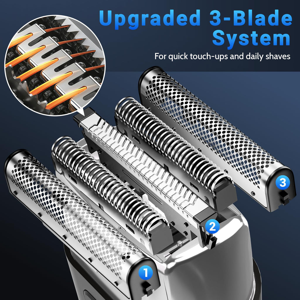 Electric Foil Shavers for Men: IPX7 Waterproof, 2-Speed Modes