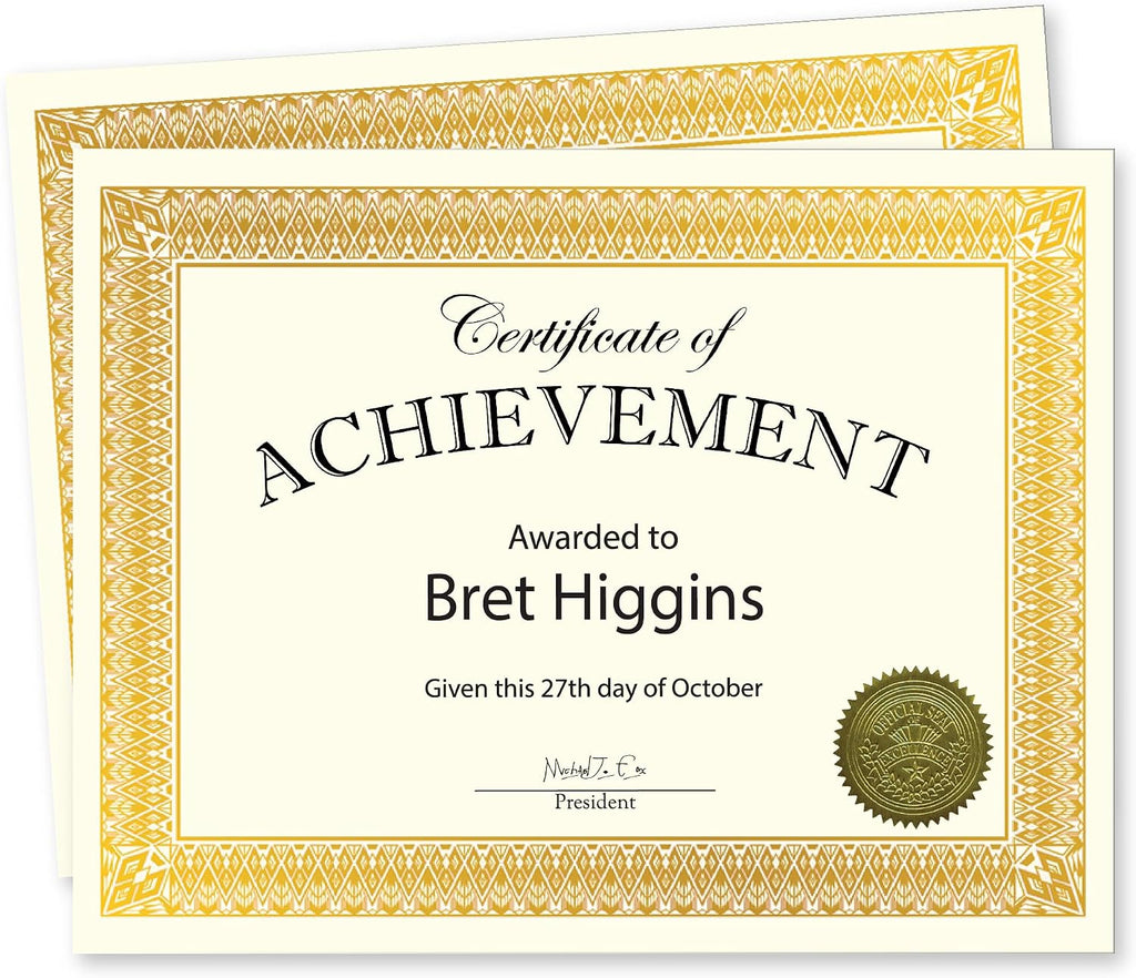 Certificate Award Kit Navy Linen with Gold Seals, 75-Piece Set | certificate kit, 8.5x11 certificate paper, linen