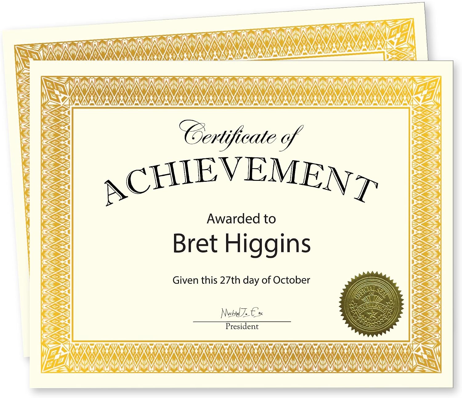 Certificate Award Kit Navy Linen with Gold Seals, 75-Piece Set | certificate kit, 8.5x11 certificate paper, linen