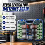 180 Battery Organizer Case with Tester, Double-Sided, Locking Lid, Blue