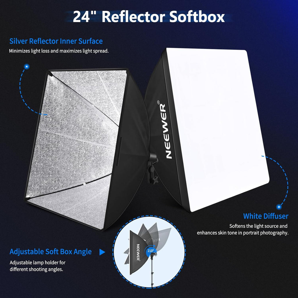 Photography Lighting kit with Backdrops, 8.5x10ft Backdrop Stands, UL Certified 5700K 800W Equivalent 24W LED