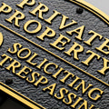 Private Property No Soliciting No Trespassing Cast Metal Yard Sign | Heavy Duty 11.5" × 7.5" Statement Plaque with