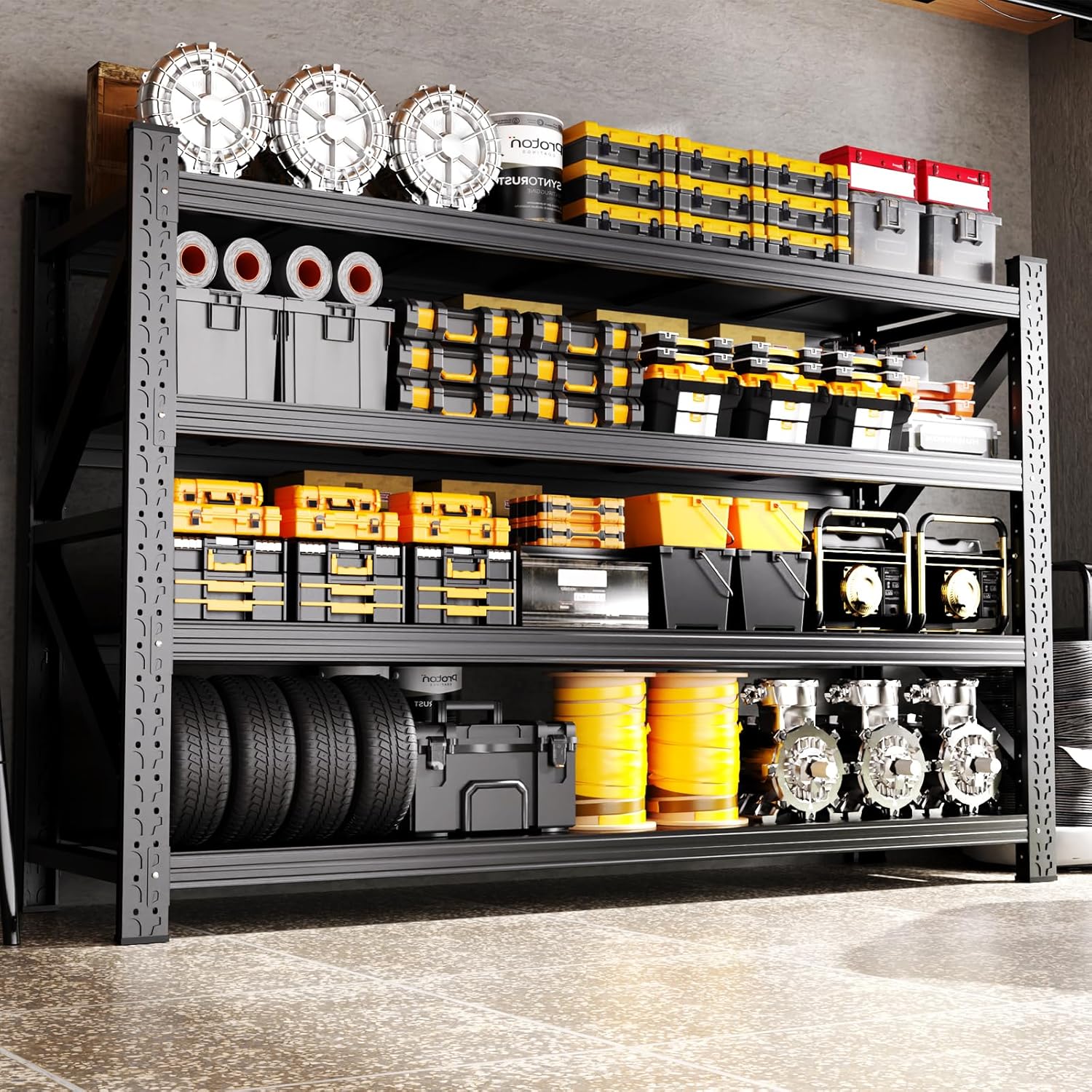 79"W Heavy Duty Storage Shelves, 8000LBS Adjustable Garage Shelving Unit, Rust Proof Large Metal Storage Rack, 24"D x