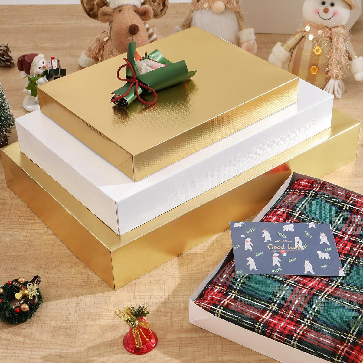 6 White Extra Large Gift Box with Lids 17x11x2.5 In Shirt box