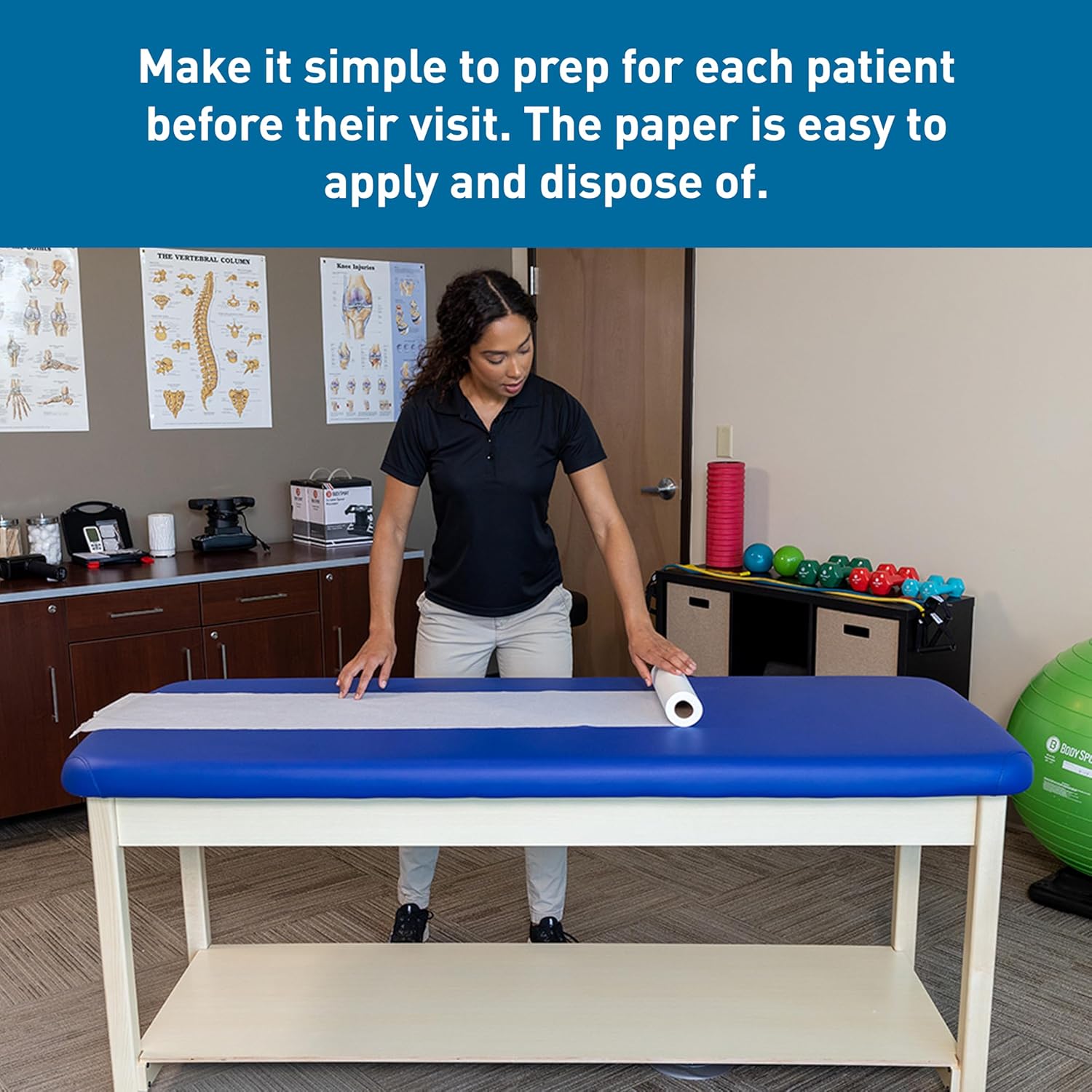 Medical Exam Table Paper, 18 in. x 125 ft. [12 Rolls] - Premium Crepe White Paper Roll - Disposable Table Sheet Cover