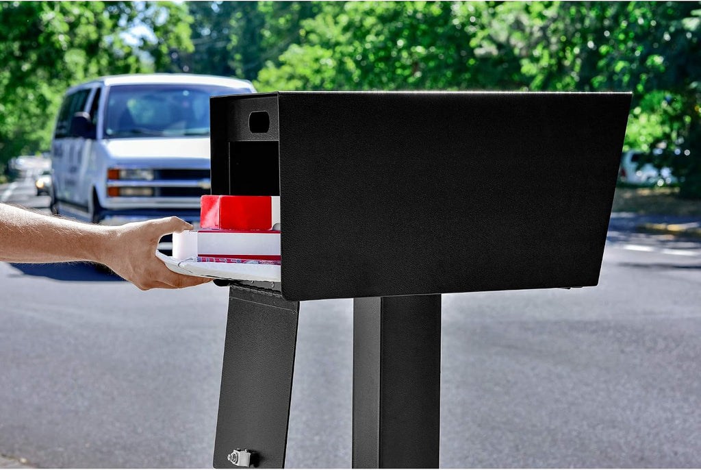 Street Safe Latitude Dual Access Locking Post Mount Mailbox | Patented anti-pry front lock, keyed-alike rear door