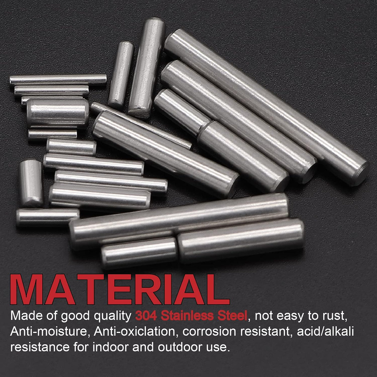 220Pcs 304SS Dowel Pin Assortment Kit M2-M5 Shelf Support Pins
