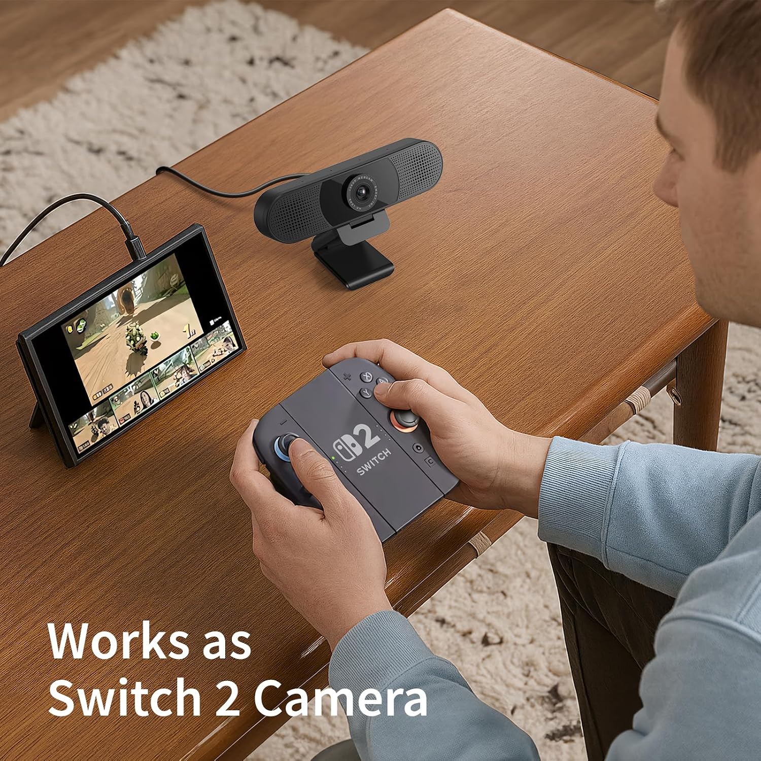 C960 1080P Webcam with Microphone, 2 Mics, 90° FOV, USB Type-A & A-to-C Adapter, Fixed Focus, Plug&Play Computer