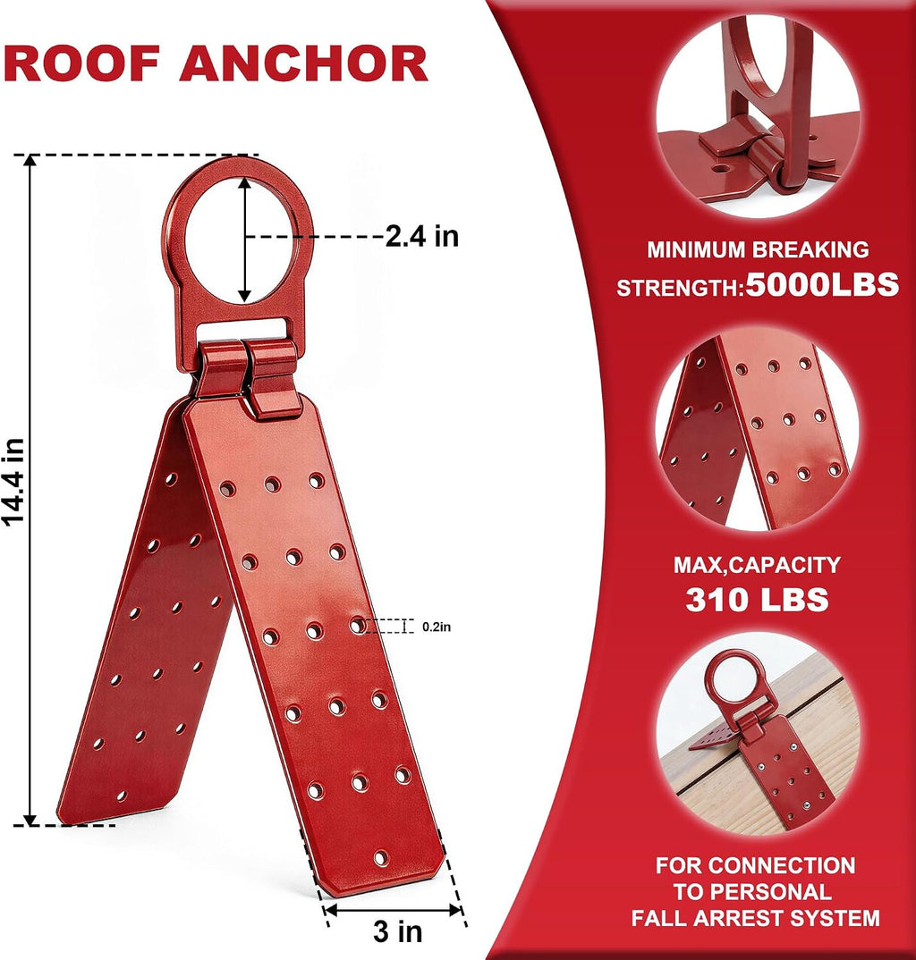 Reusable Roof Anchor, Easy to Install Roof Bracket for Fall Protection, High Stength D-ring with Corrosion Resistant
