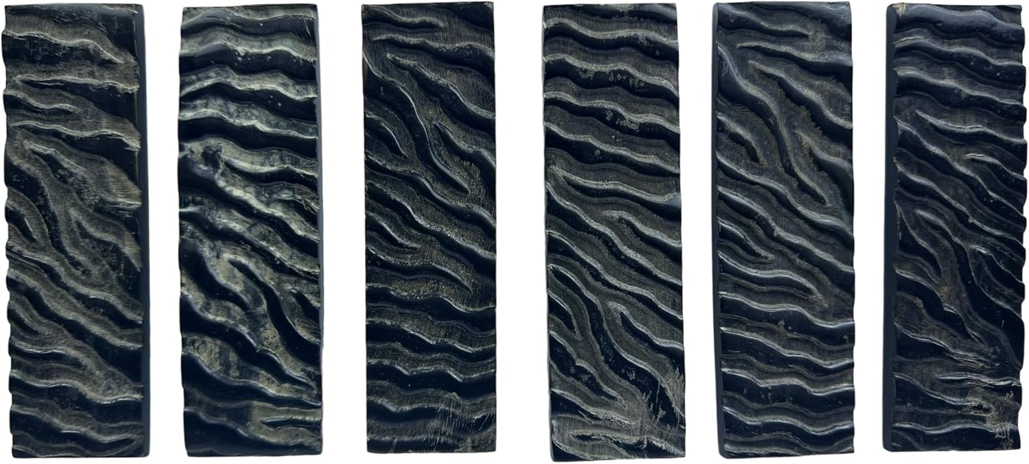 Black Water Buffalo Horn Scale Blanks Ridged, Knife Making Blanks, Natural Resource 5" Knife Handle Making, DIY Knife