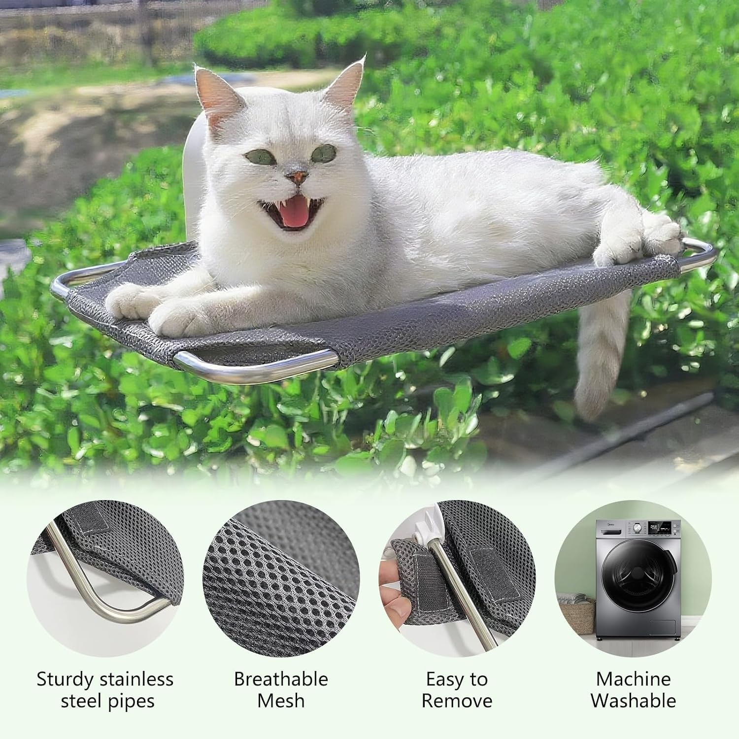 Cat Window Perch for Small Window,Cordless Cat Window Hammock,Cats Seat for Windowsill,Foldable Cat's Windows Bed for
