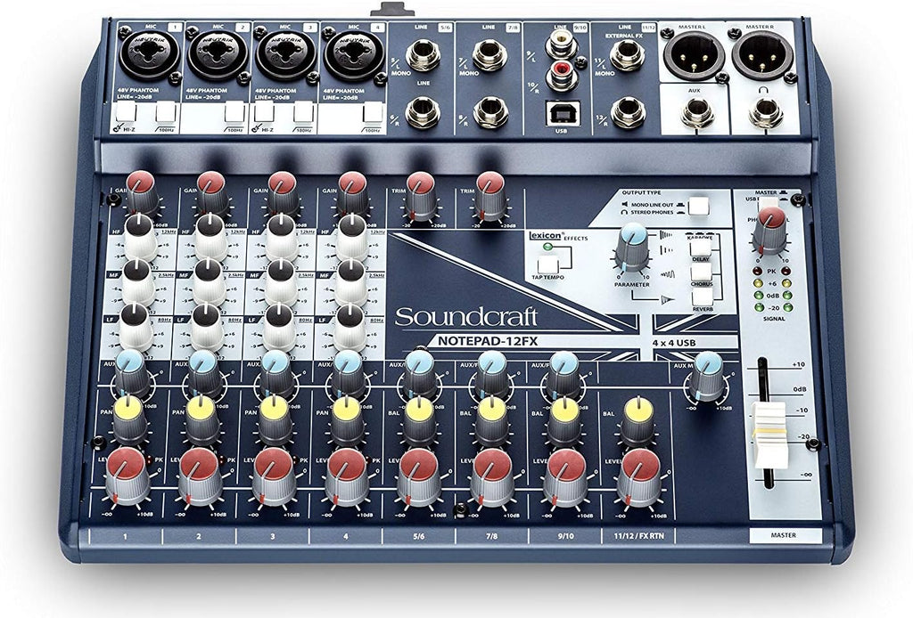 Notepad-12FX Small-format Analog Mixing Console with USB I/O and Lexicon Effects | 12-channel analog mixer with USB