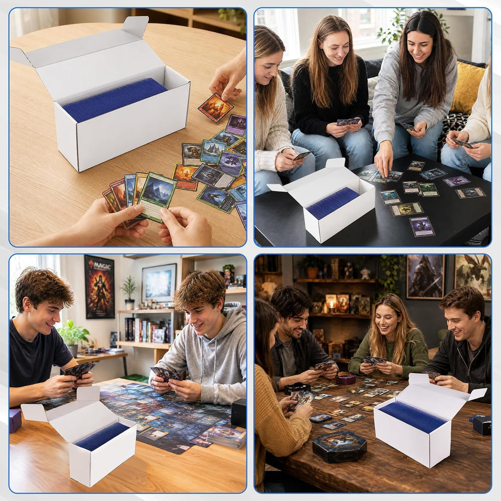 3-Pack Trading Card Storage Box for Toploaders, Semi-Rigid & Magnetic Card Holders, White Corrugated Cardboard