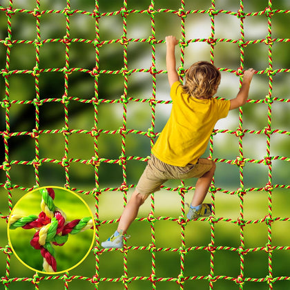 Climbing Net, 6.6ft X 6.6ft Polyester Climbing Cargo Net for Kids Outdoor, Heavy Duty Large Military Playground