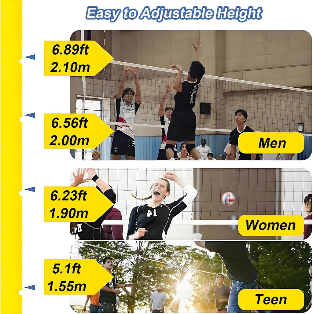 Adjustable Volleyball Badminton Poles for Backyard, Heavy Duty Portable Nets for Indoor Outdoor Use, Mobile Badminton