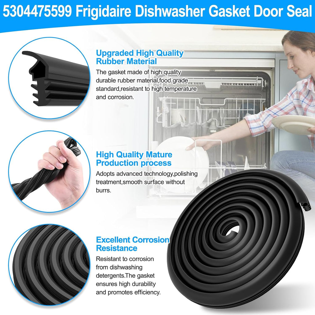 5304475599 Dishwasher Door Seal Replacement for Frigidaire, Electrolux, Kenmore, Crosley - Replaces FPHD2491KF0, FGHD2472PF0, AP4508551, AH2379444, PS2379444