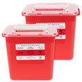 Large Sharps Container 2 Gallon (2-Pack) Home & Professional Use | Biohazard Needle and Syringe Disposal, Built-In