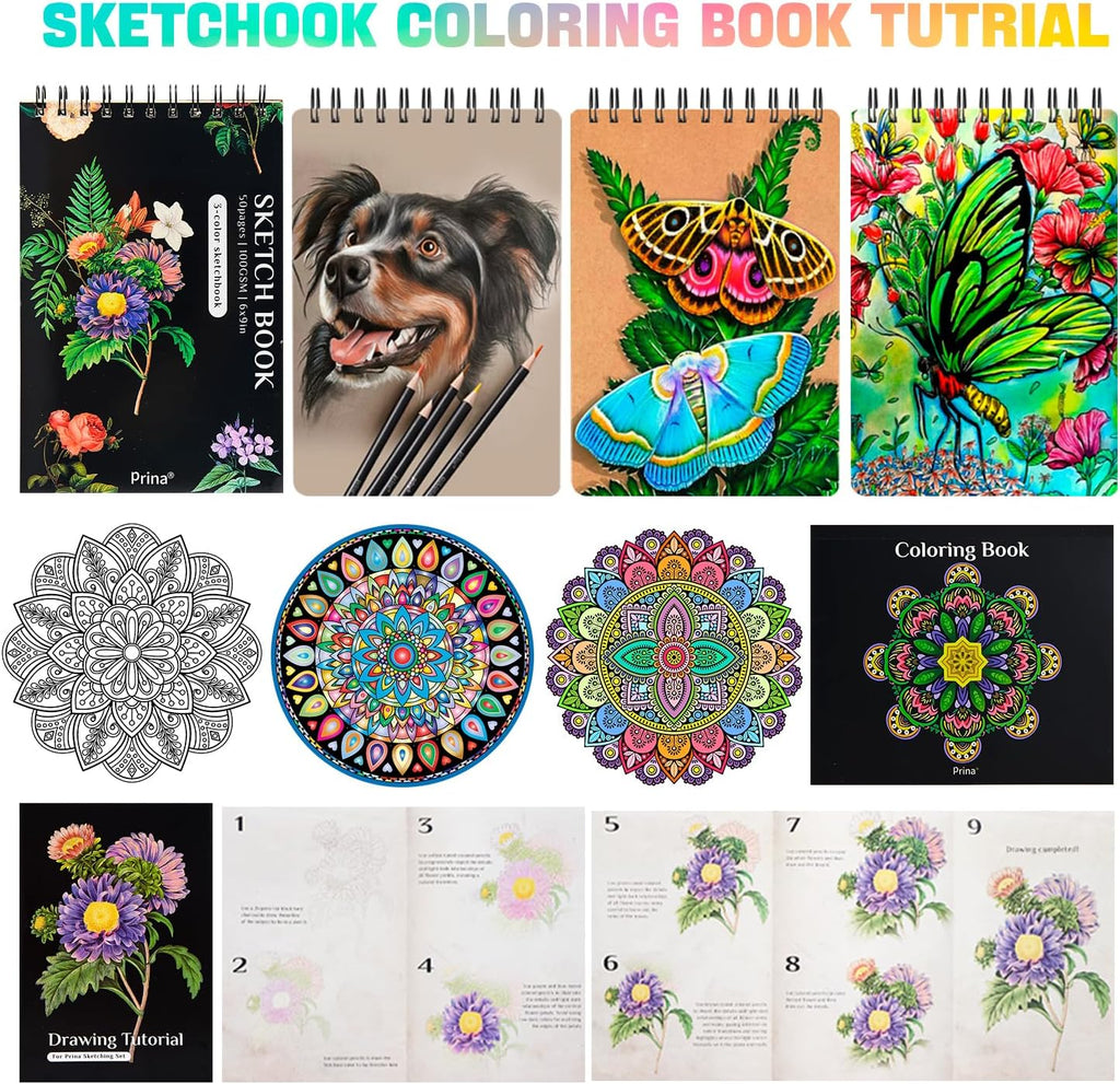 81 Drawing Set Sketching Kit, Pro Sketch Pencils Art Supplies with Rainbow, Colored, Graphite, Watercolor, Metallic