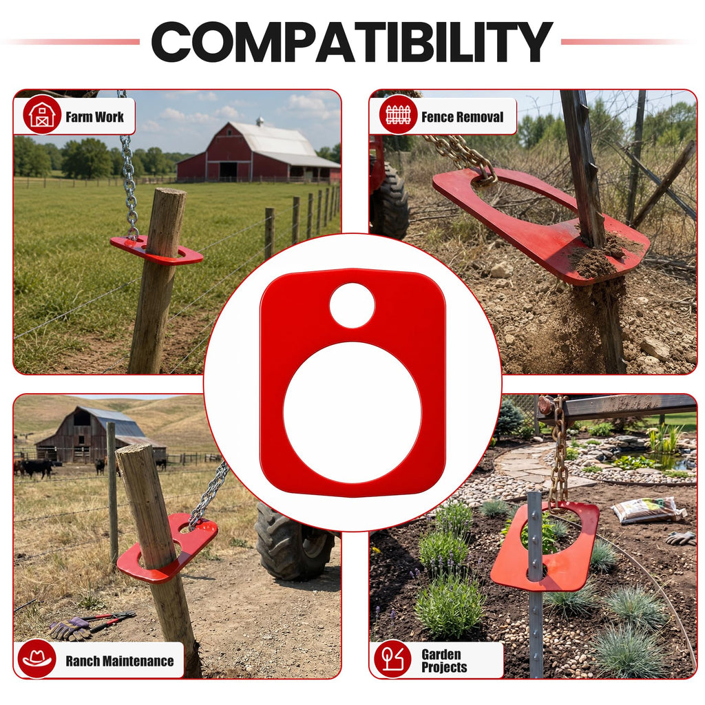Skid Steer Fence Puller, Post Puller & T-Post Puller, Carbon steel Red