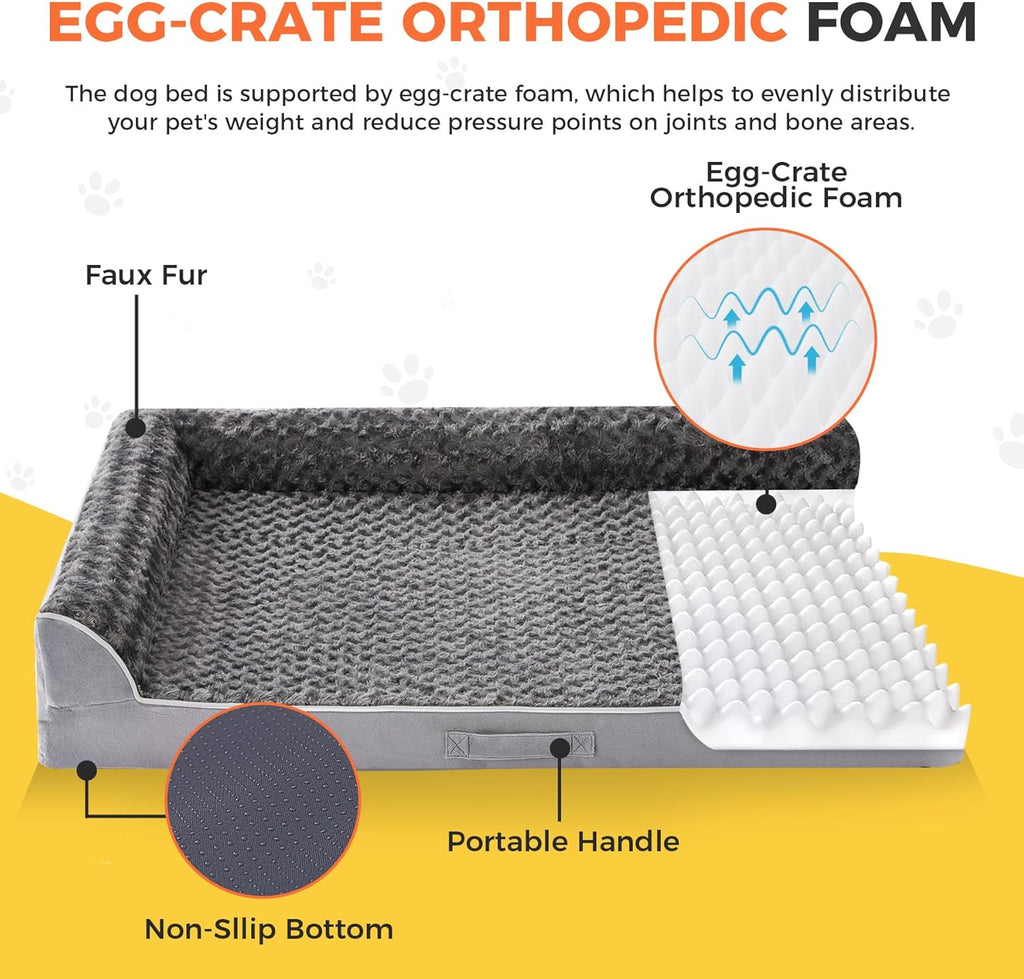 Dog Beds Large Sized Dogs, XL Orthopedic Dog Beds for Large Dogs 42"x30"x7.5", Waterproof Pet Bed with Washable