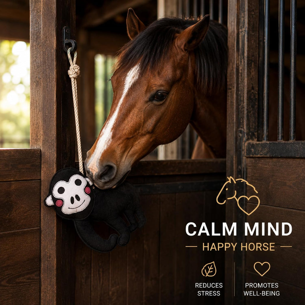 StallBuddy Horse Stall Toy, Enrichment Toy for Boredom Relief, Genuine Suede Leather Hanging Horse Toy T1